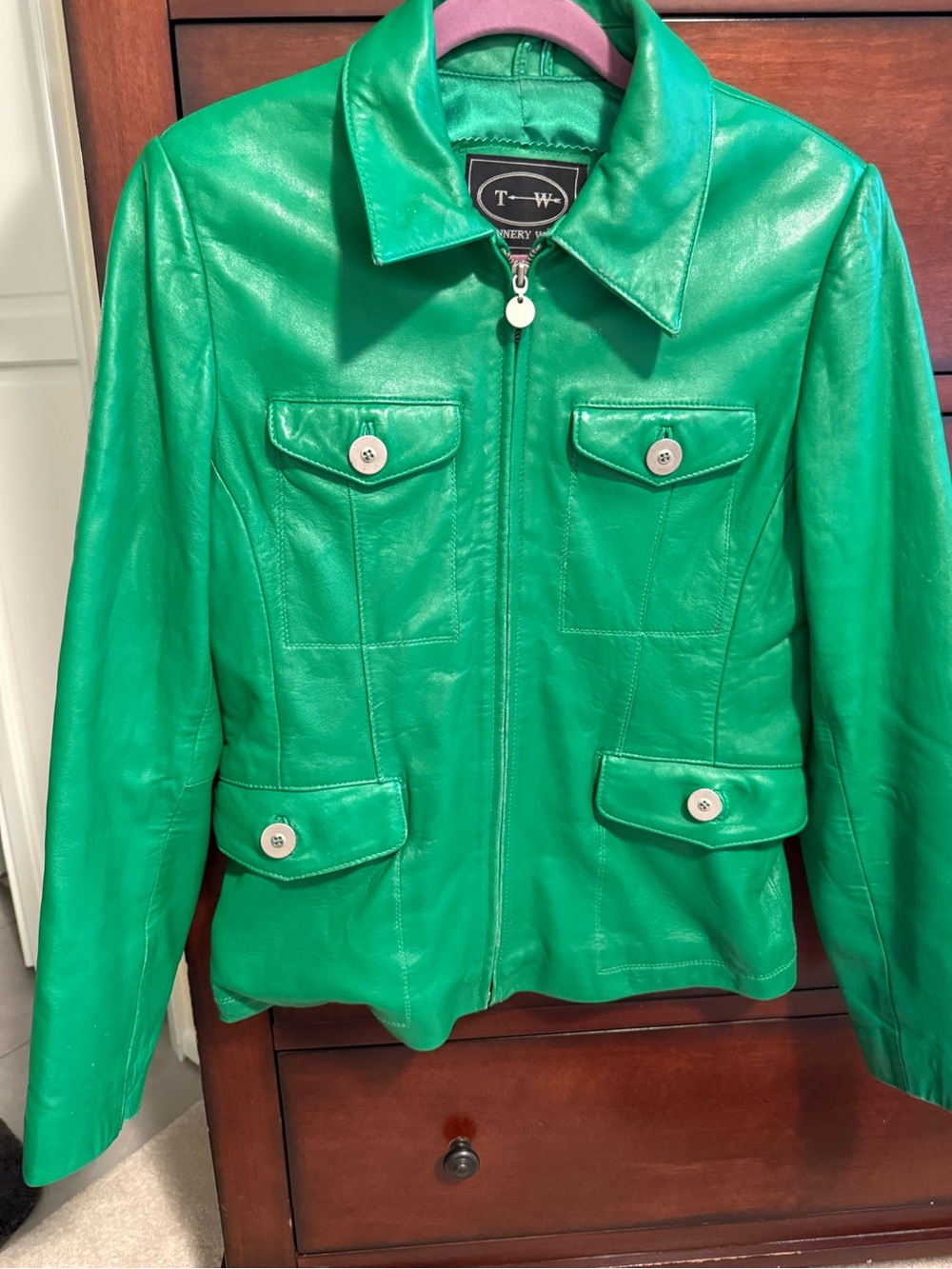 Tannery West Vibrant Green Leather Zip Jacket